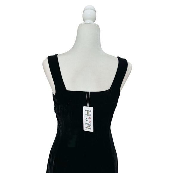 HVN Viv Pleated Chiffon and Velvet Maxi Dress 2 Black NWT - Picture 7 of 10